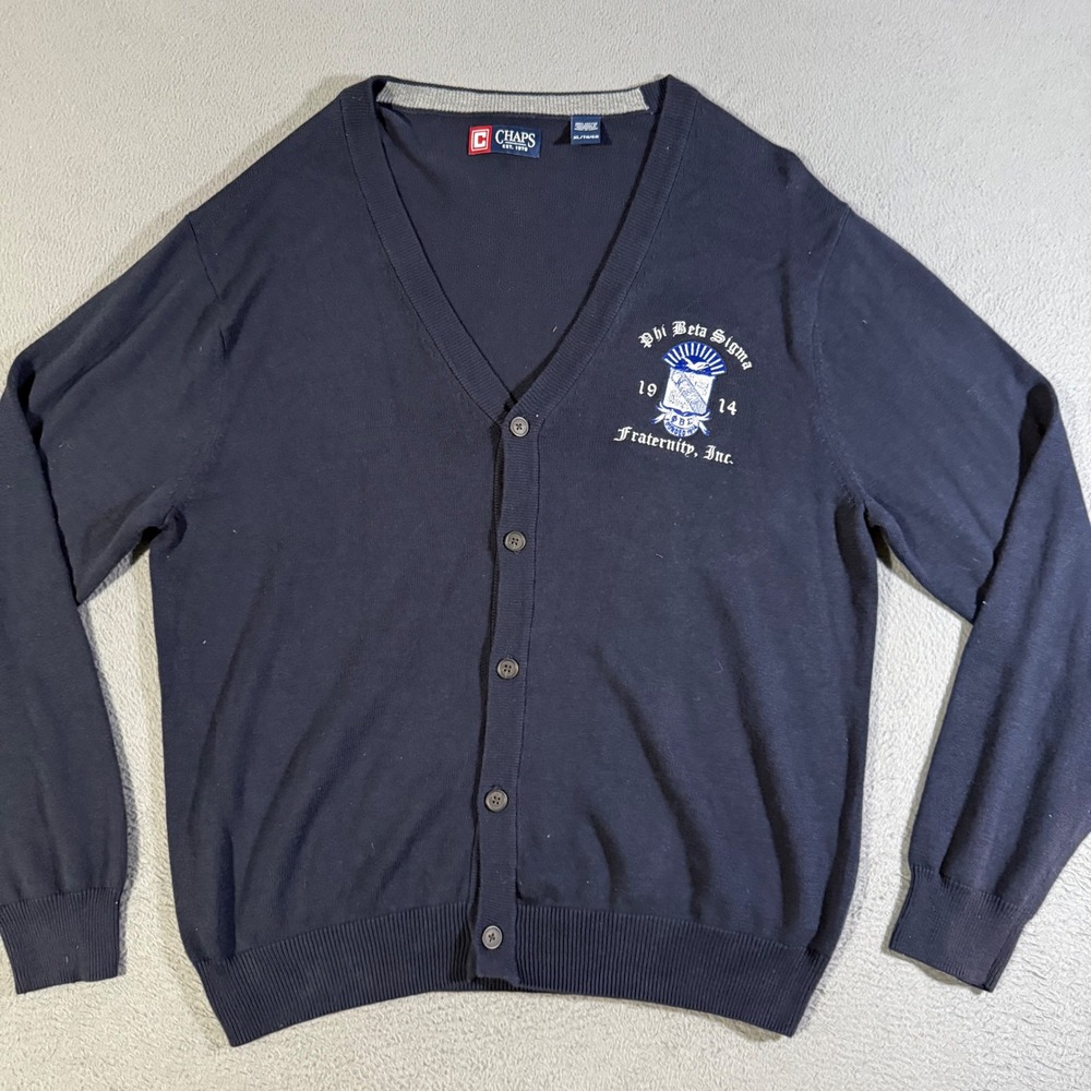 Chaps Phi Beta Sigma Fraternity Cardigan Sweater Mens‎ Size XL Knit University